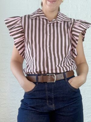 Blusa diamante rosa y chocolate