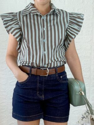 Blusa diamante verde y chocolate