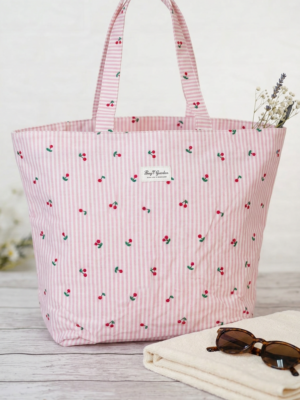 Bolso cerezas rayas rosa
