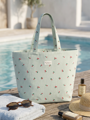Bolso cerezas rayas verde