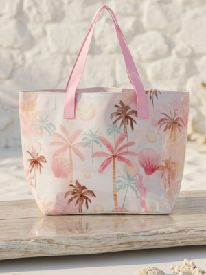 Bolso plastificado palmeras rosa