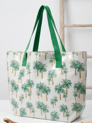 Bolso plastificado palmeras verde hierva