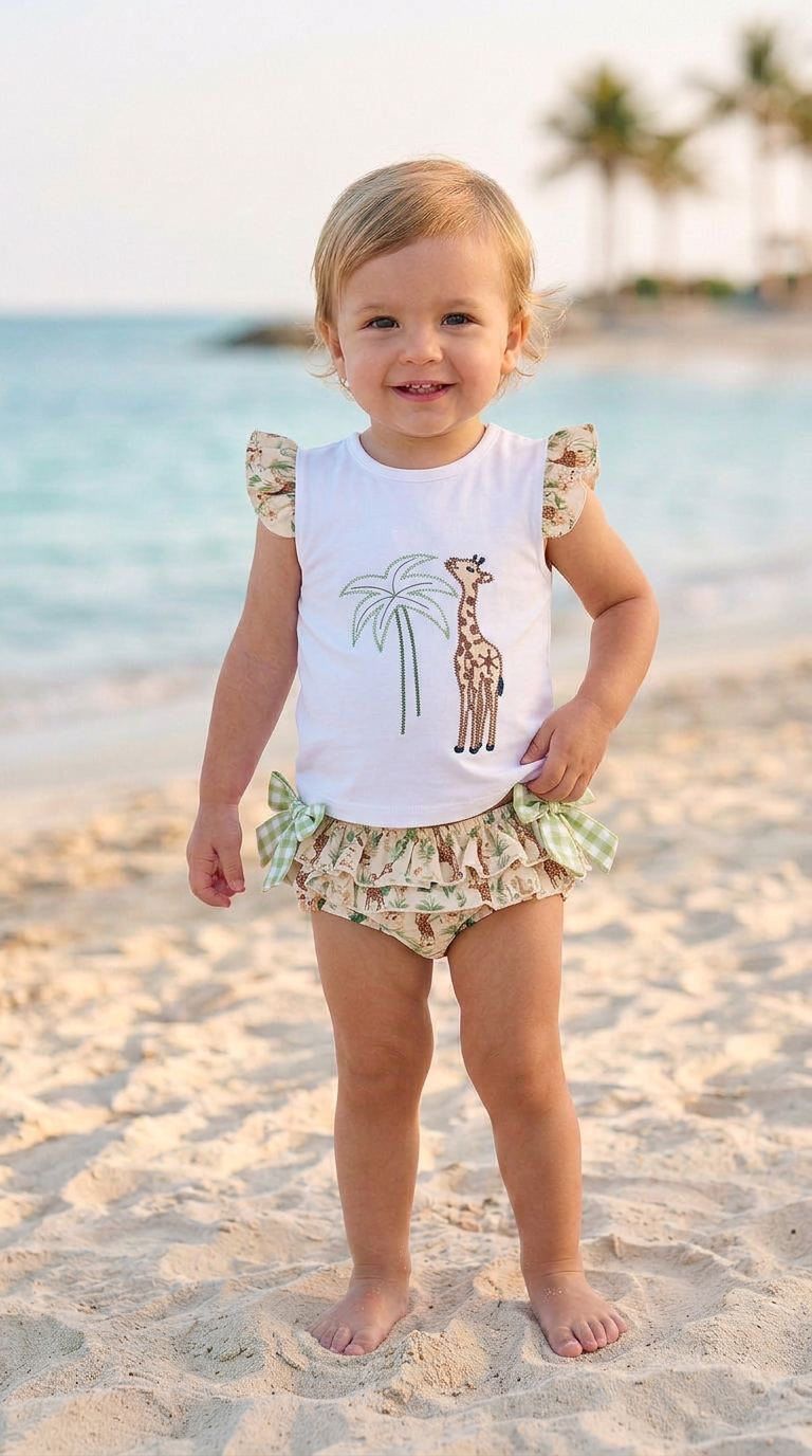 conjunto baño jirafa niña
