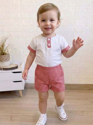 Conjunto bermuda vichy rojo dos piezas