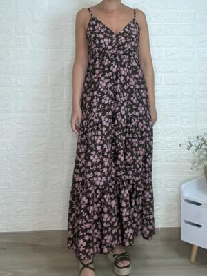 Vestido morera chocolate y rosa