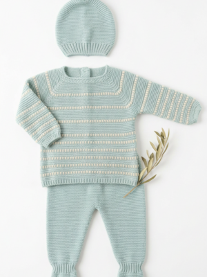Conjunto 3 piezas lines colores verde y crema