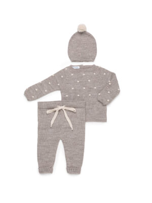 Conjunto bruma tres piezas vison y crema