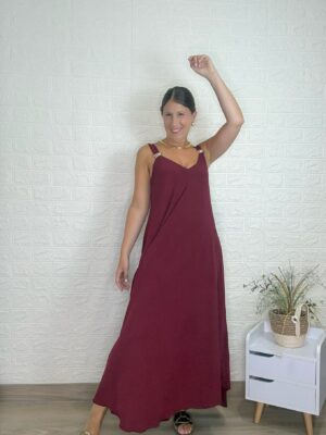 Vestido solaria burdeos