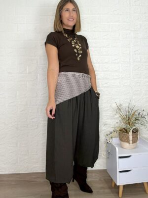 Pantalón avellano chocolate + pañuelo