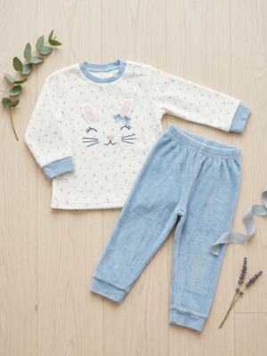 Pijama gatita rosa y azul
